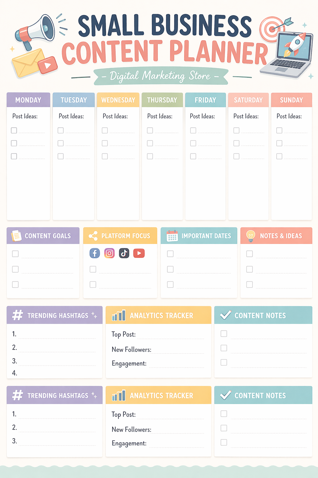 Small Business Content Planner (Printable + Digital Download)